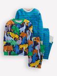 Mini Boden Kids' Cotton Long Sleeved Pyjamas, Animals And Stripe