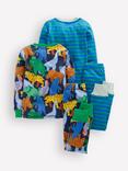 Mini Boden Kids' Cotton Long Sleeved Pyjamas, Animals And Stripe