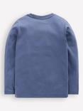 Mini Boden Kids' Cotton Long Sleeved Glow In The Dark T-Shirt, Robot Blue Rocket