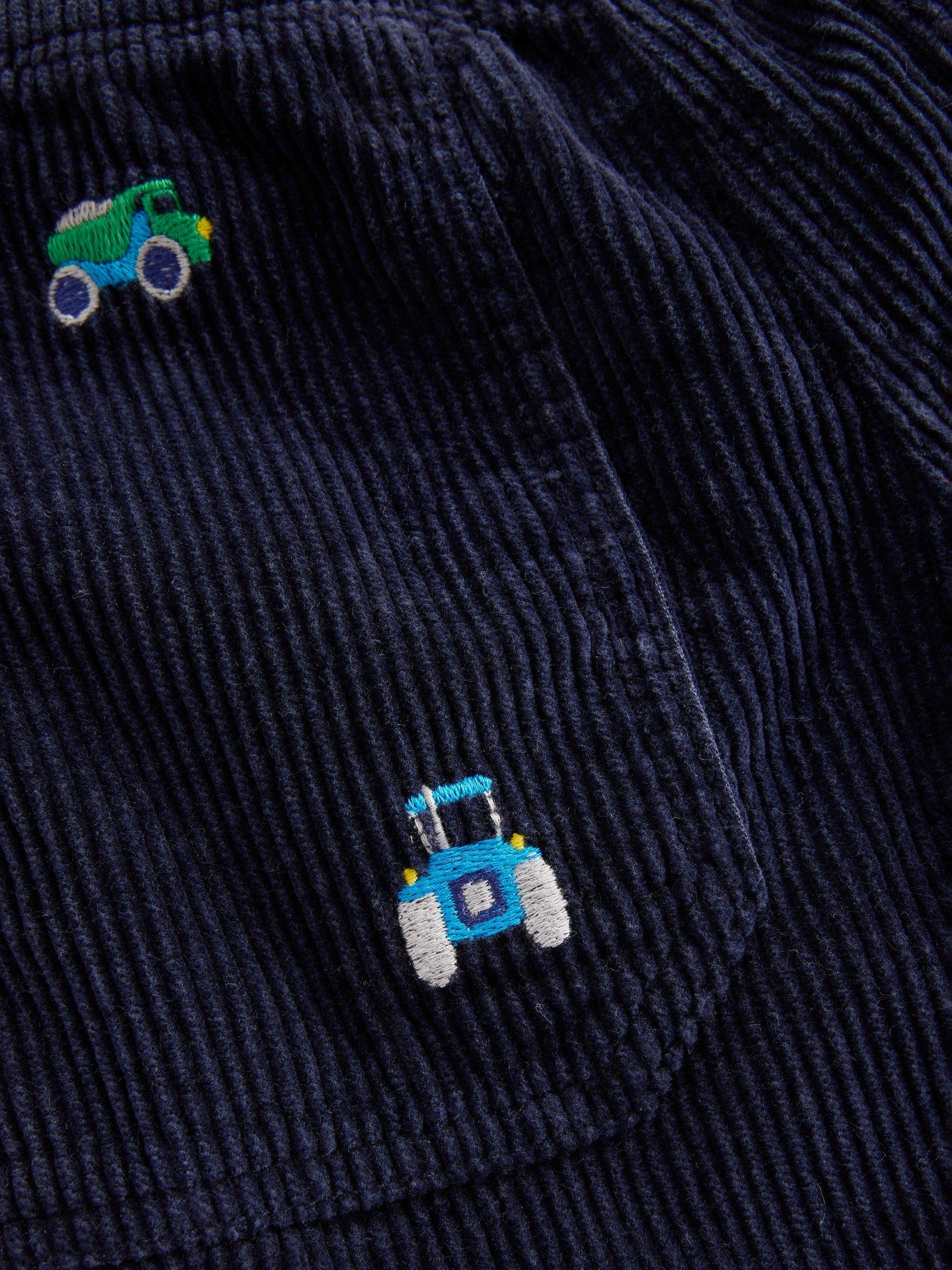 Product image 3 of 3, which shows Mini Boden Kids' Corduroy Pull On Trousers, Construction, 7-8 years