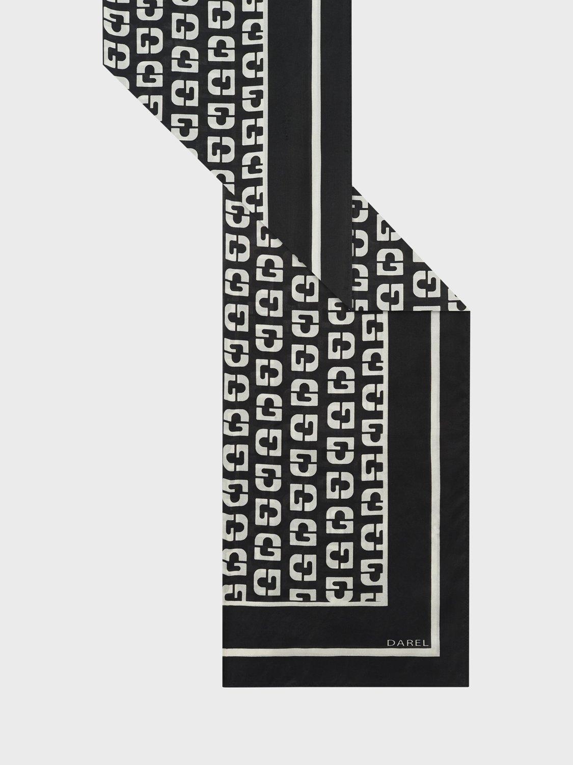 Product image 2 of 2, which shows Gerard Darel Ria Logo Pure Silk Scarf, Black