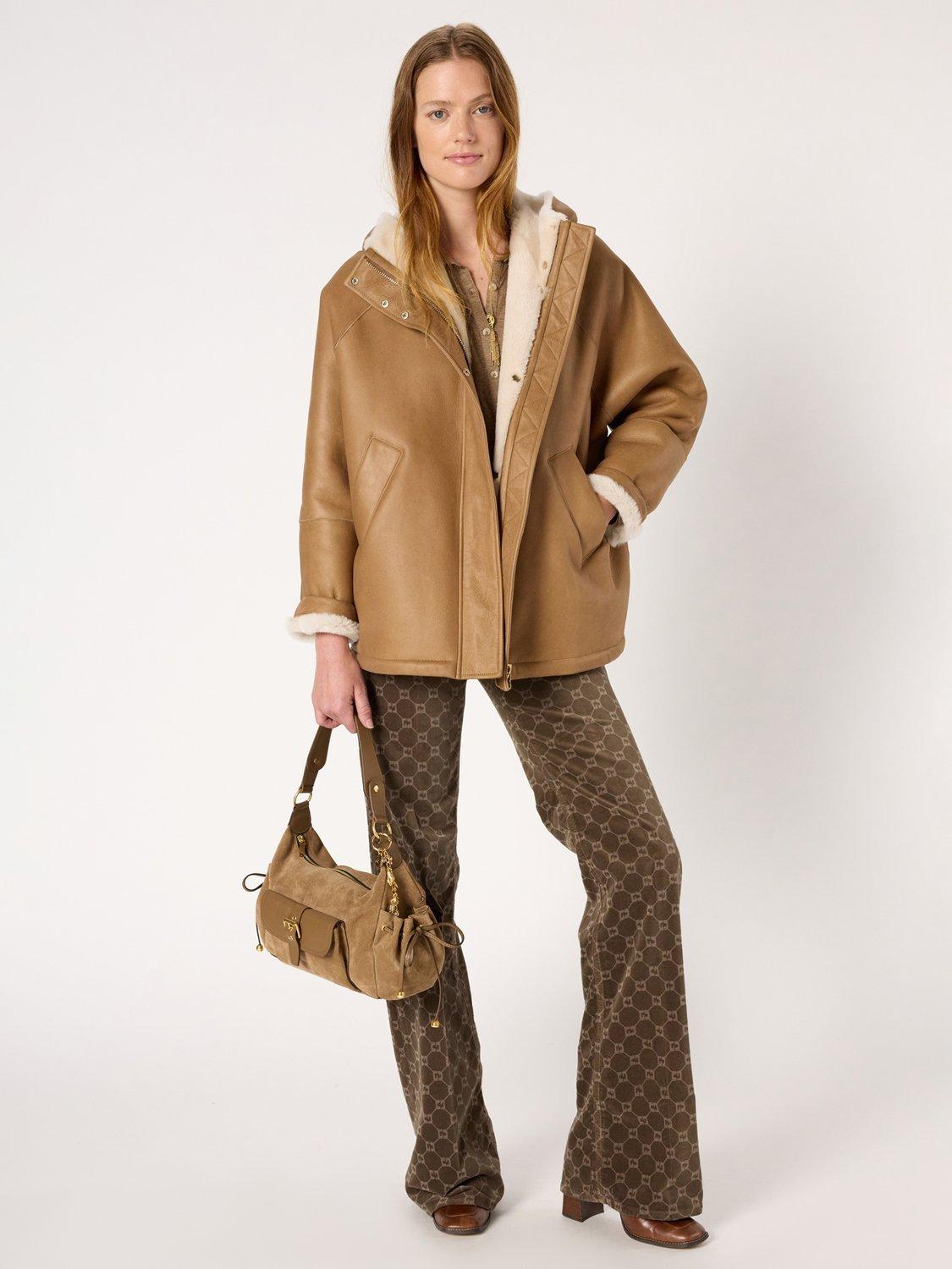 Product image 5 of 6, which shows Gerard Darel Margaux Pure Leather Jacket, Straw, 10
