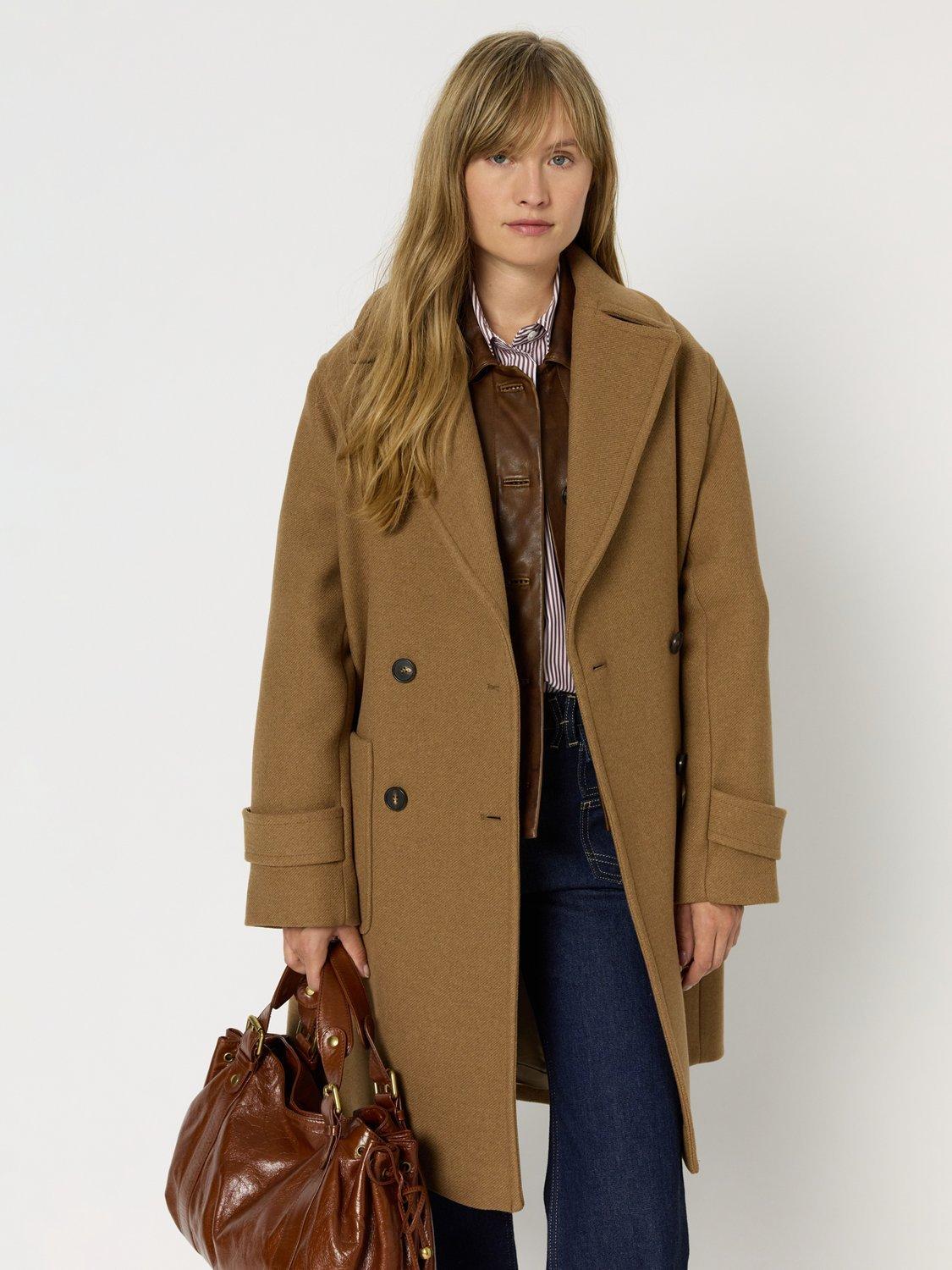 Gerard Darel Meriem Wool Rich Coat, Straw
