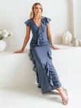 Anaya With Love Waterfall Ruffle Maxi Dress, Vintage Indigo
