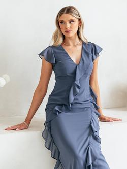 Anaya With Love Waterfall Ruffle Maxi Dress - view 2, Vintage Indigo