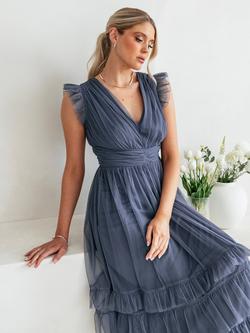 Anaya With Love V-Neck Ruffle Hem Maxi Dress, Vintage Indigo