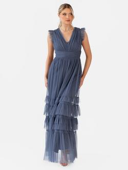 Anaya With Love V-Neck Ruffle Hem Maxi Dress - view 2, Vintage Indigo