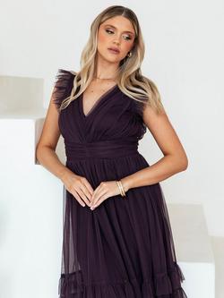 Anaya With Love V-Neck Ruffle Hem Maxi Dress - view 2, Fig