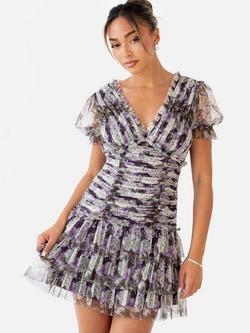 Anaya With Love Floral Tulle Mini Dress, Lilac, Lilac