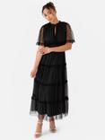 Anaya With Love Flutter Sleeve Keyhole Tulle Midaxi Dress, Black