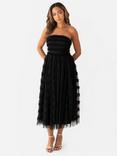 Anaya With Love Ruffle Bandeau Neck Midi Dress, Black