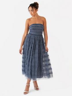 Anaya With Love Ruffle Bandeau Midi Dress, Vintage Indigo, Vintage Indigo