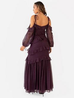 Anaya With Love Cold Shoulder Ruffle Maxi Dress, Fig - view 2, Fig