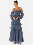 Anaya With Love Cold Shoulder Ruffle Maxi Dress, Vintage Indigo
