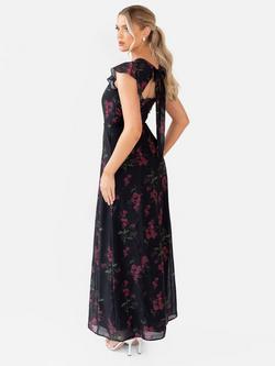 Anaya With Love Floral Flutter Sleeve Maxi Dress, Black - view 2, Black