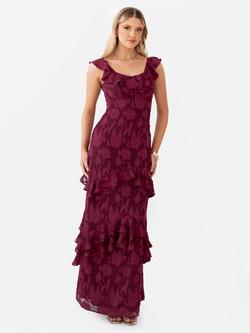 Anaya With Love Tie Back Ruffle Maxi Dress, Dark Raspberry