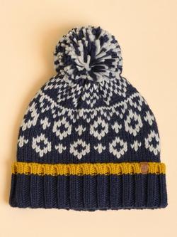 Brakeburn Langton Fairisle Beanie Hat, Navy, Navy