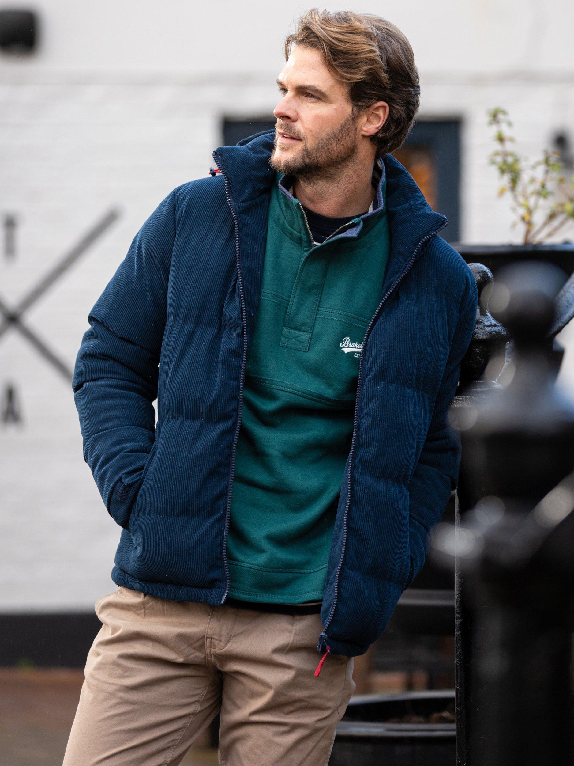 Product image 7 of 8, which shows Brakeburn Kempsford Cord Puffer Jacket, Blue, S