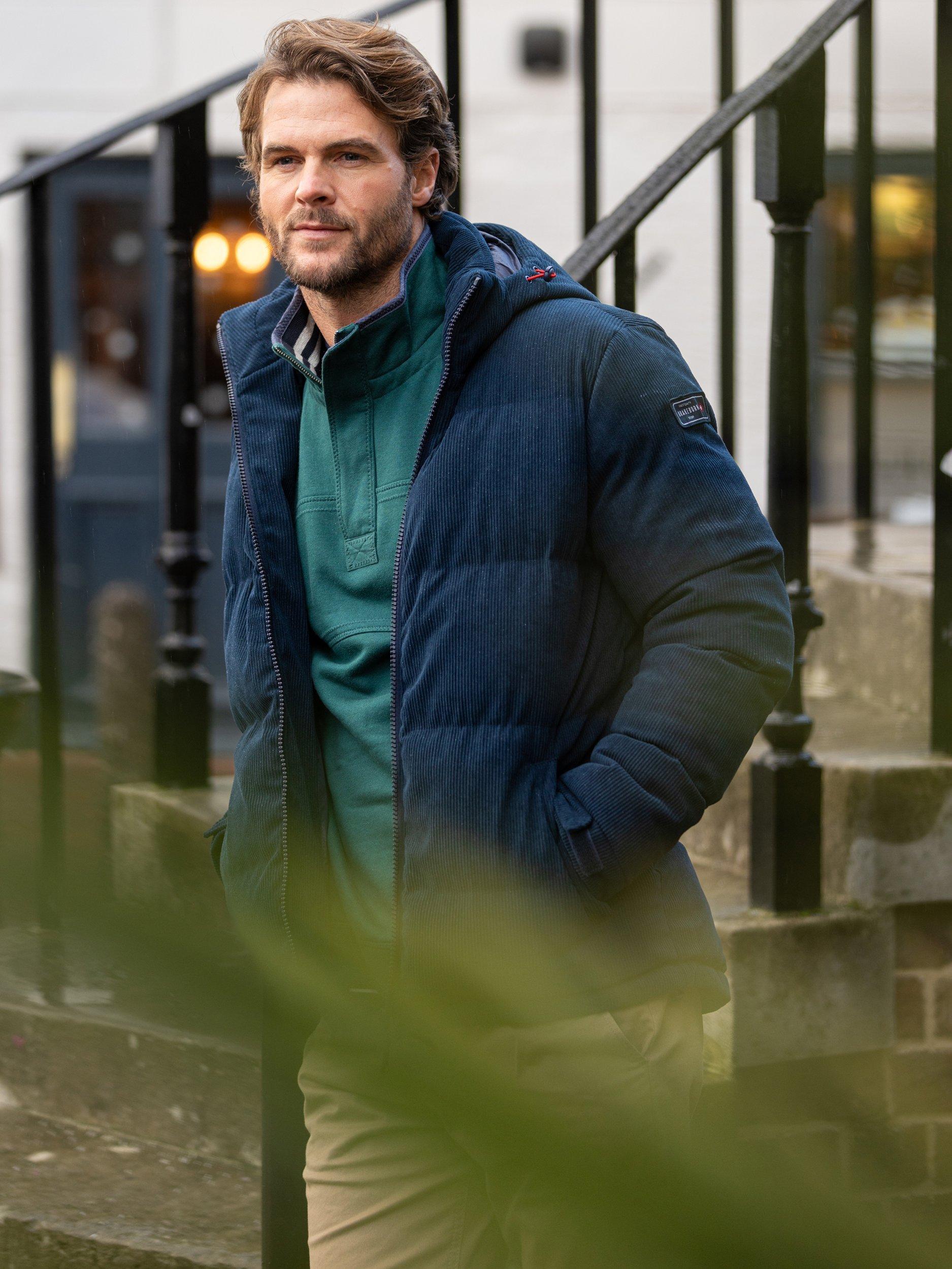 Product image 8 of 8, which shows Brakeburn Kempsford Cord Puffer Jacket, Blue, S
