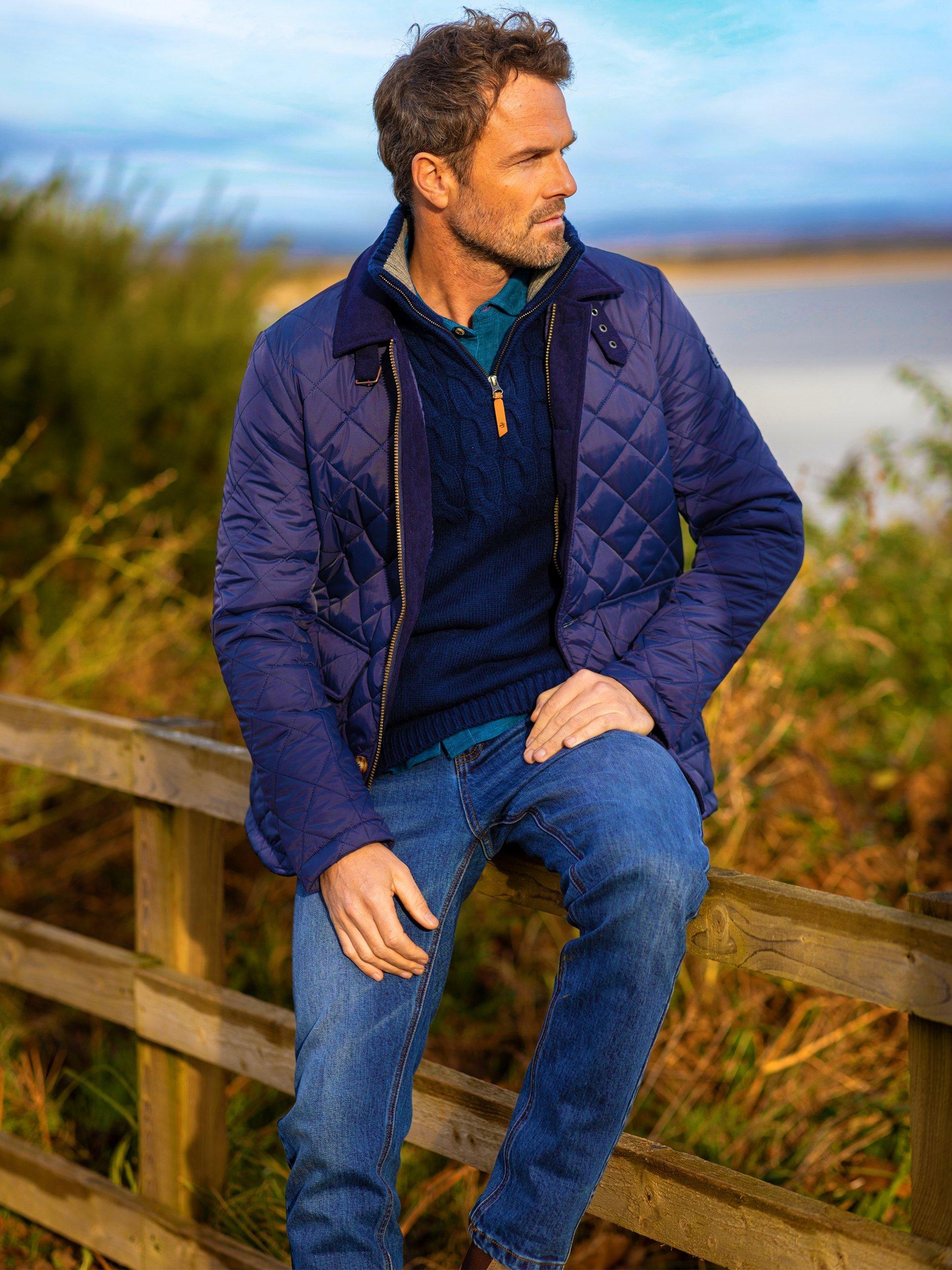 Product image 2 of 7, which shows Brakeburn Taplow Quilted Jacket, Blue, S