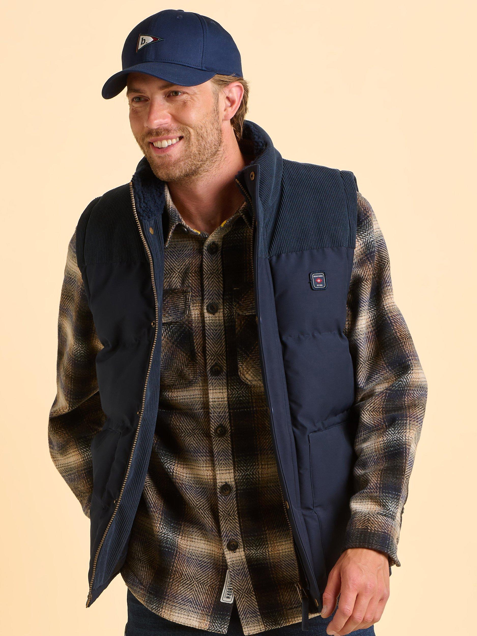 Product image 1 of 7, which shows Brakeburn Quainton Zip Front Gilet, Navy, S