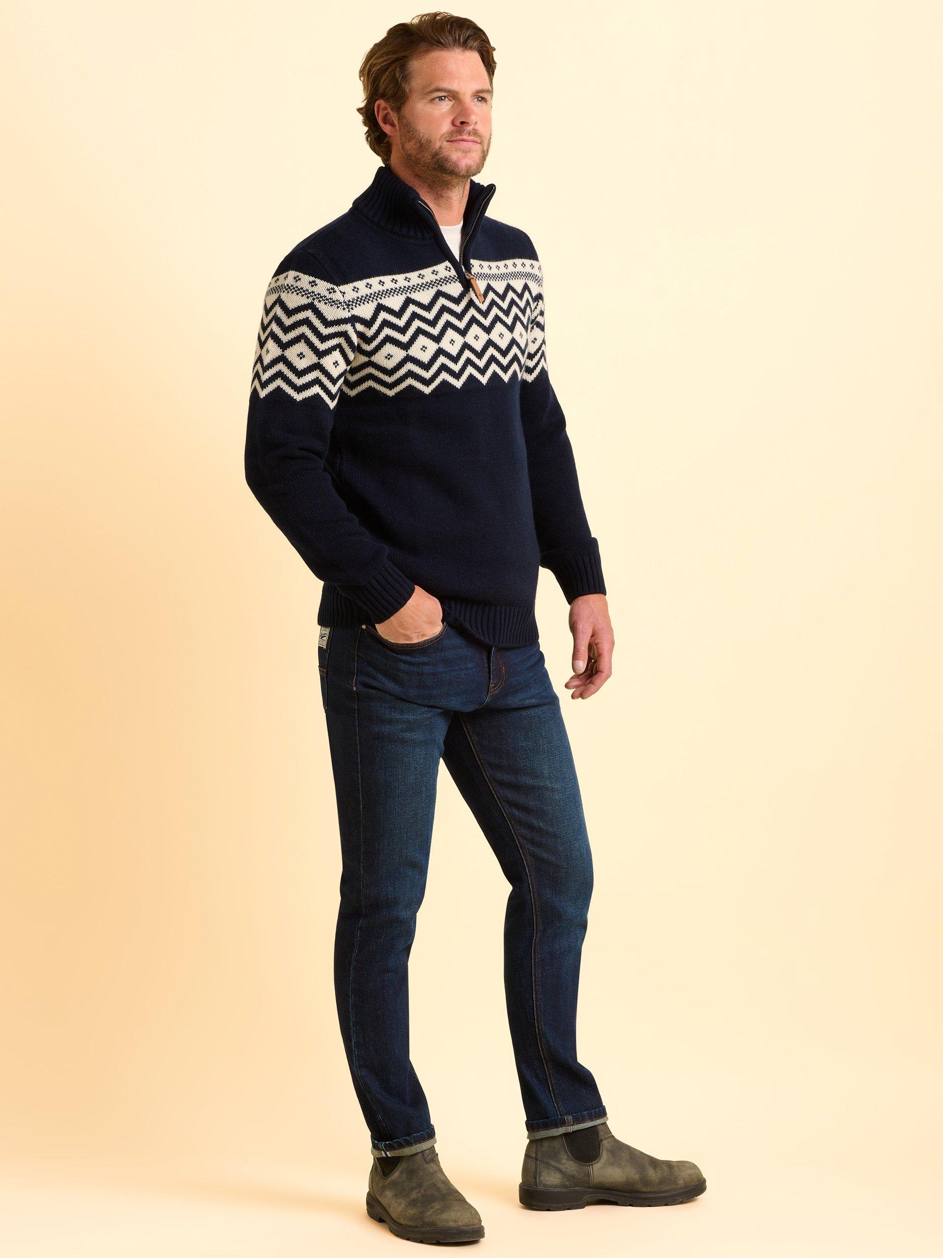 Product image 3 of 5, which shows Brakeburn Abberton Quarter Zip Jumper, Blue, S