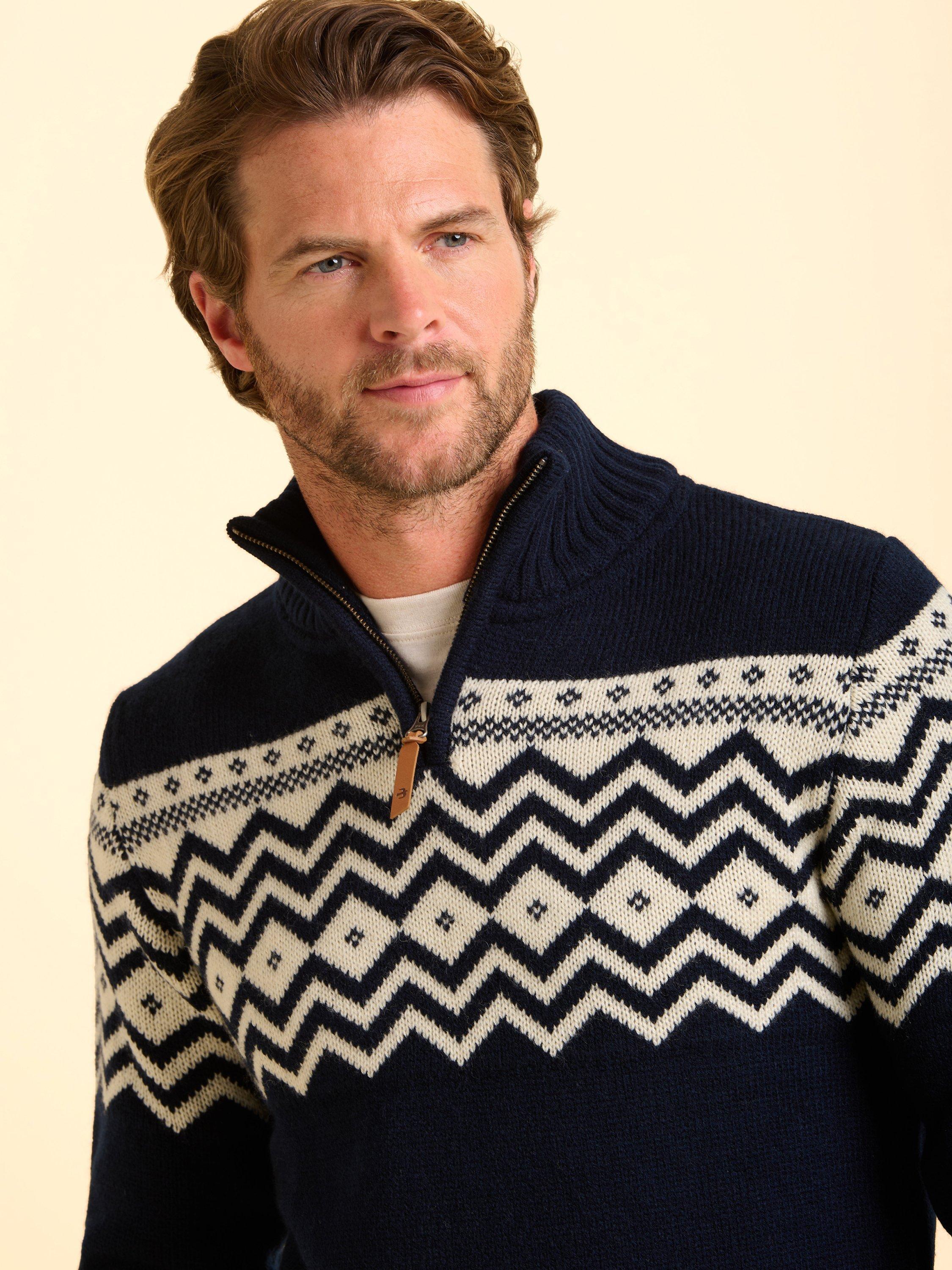 Product image 5 of 5, which shows Brakeburn Abberton Quarter Zip Jumper, Blue, S