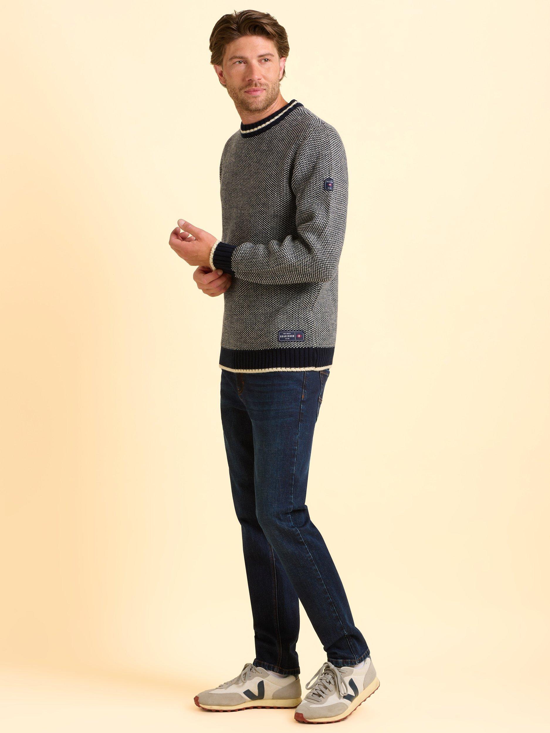 Product image 3 of 6, which shows Brakeburn Addlethorpe Crew Neck Jumper, Blue, S