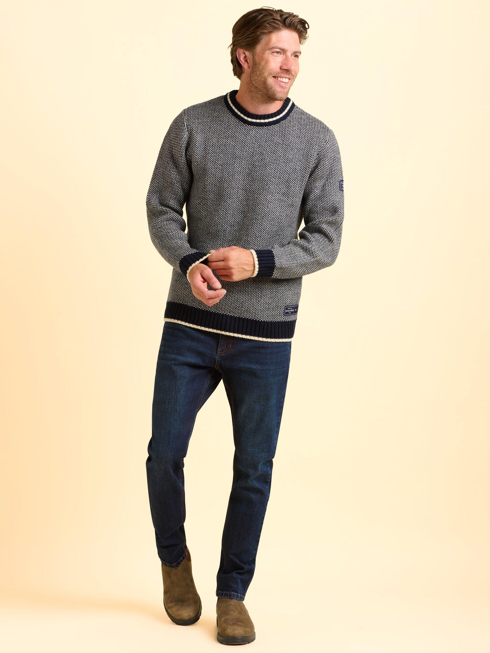 Product image 6 of 6, which shows Brakeburn Addlethorpe Crew Neck Jumper, Blue, S