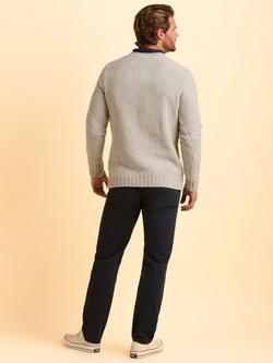 Brakeburn Alderley Wool Blend Crew Neck Jumper, Grey - view 2, Grey