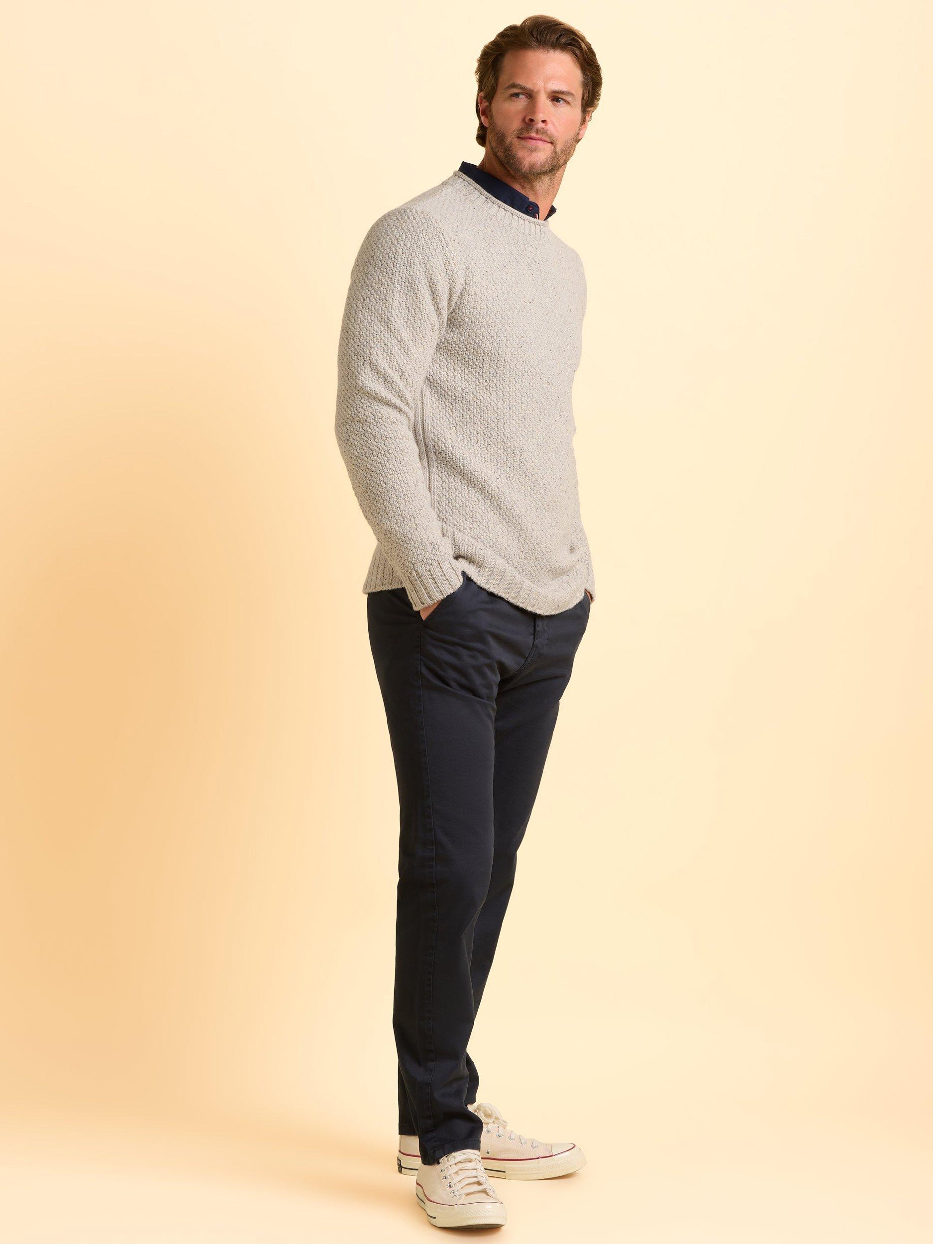 Product image 3 of 6, which shows Brakeburn Alderley Wool Blend Crew Neck Jumper, Grey, S