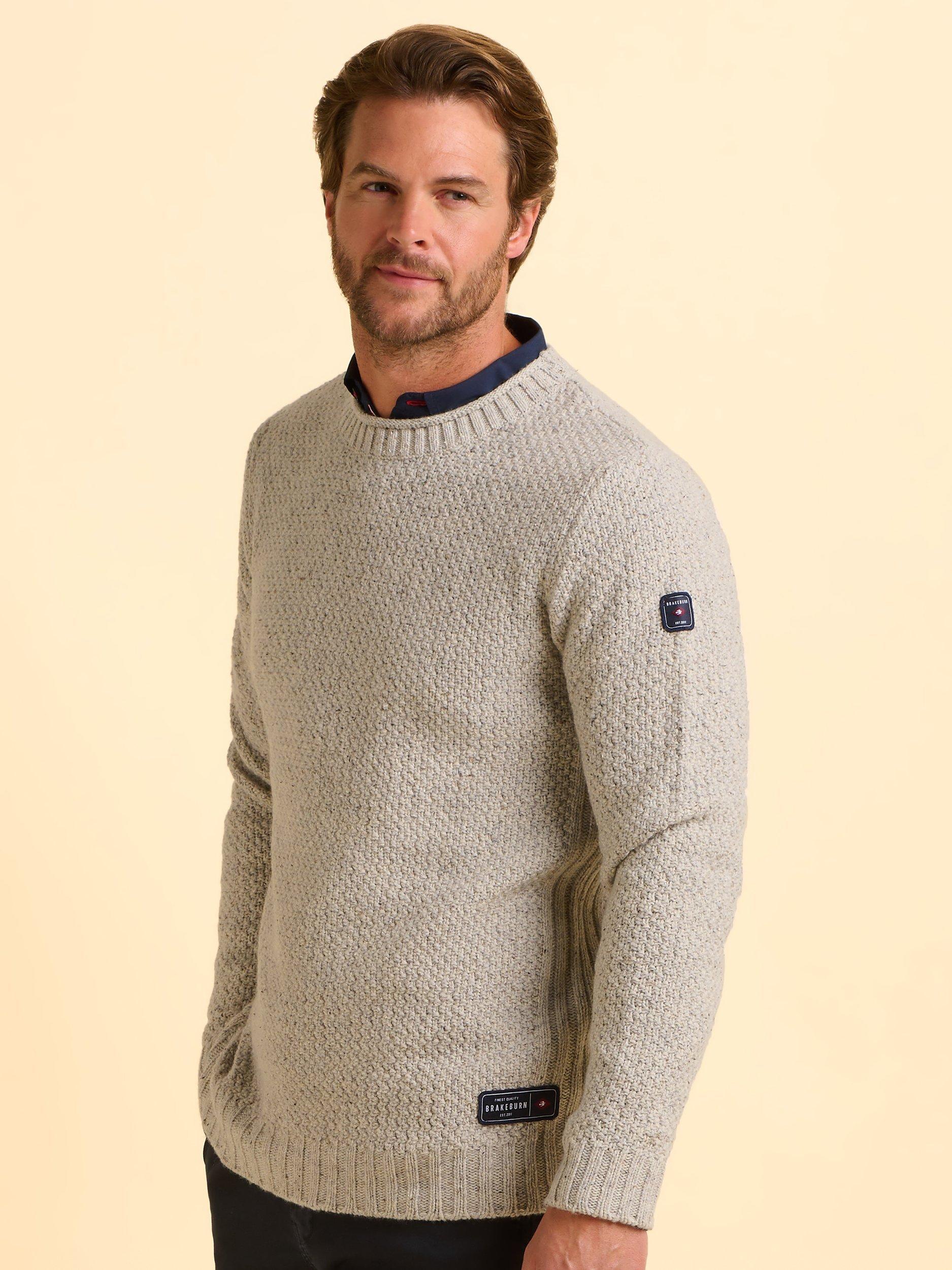 Product image 4 of 6, which shows Brakeburn Alderley Wool Blend Crew Neck Jumper, Grey, S