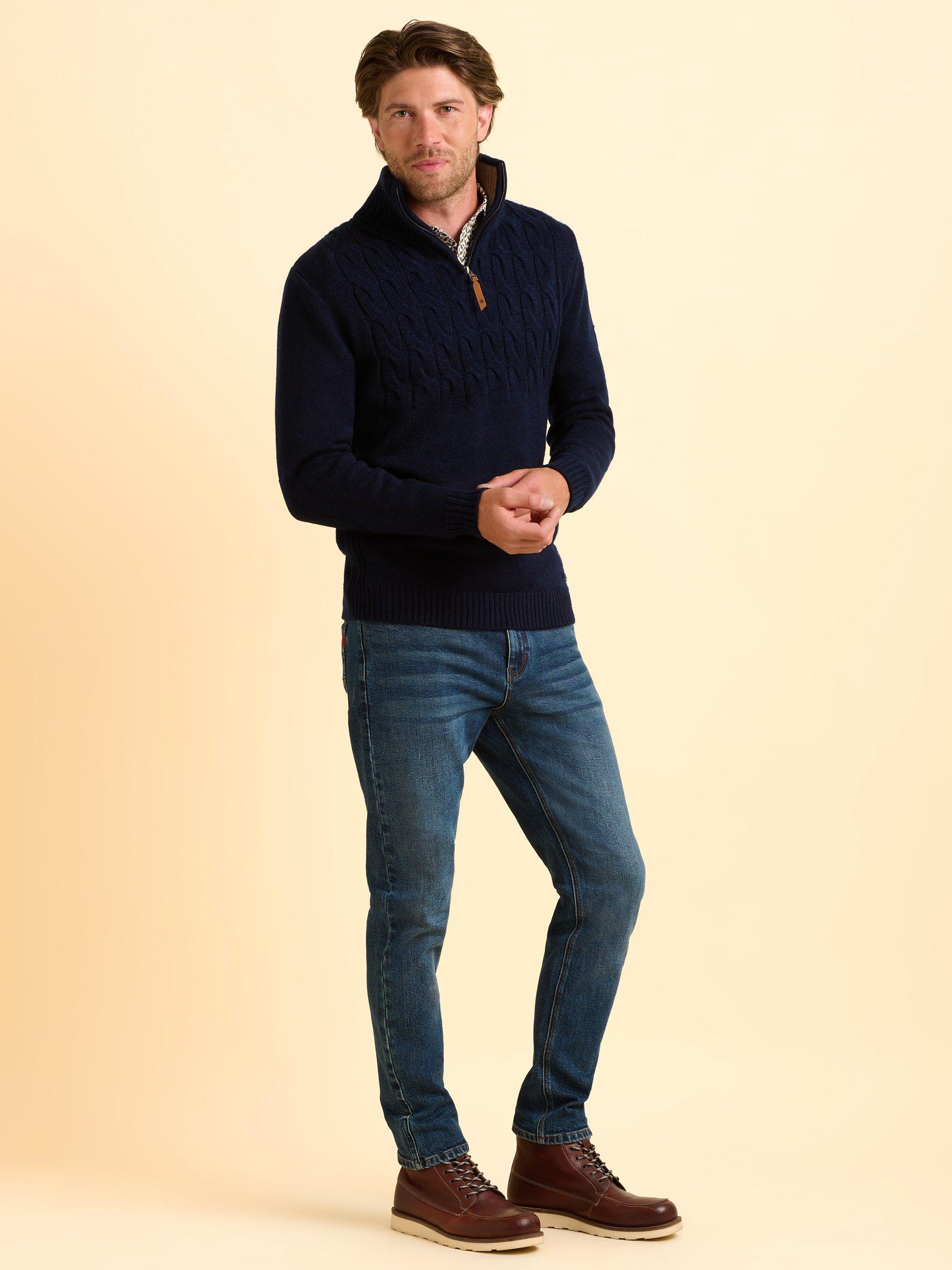 Product image 3 of 6, which shows Brakeburn Ainsworth Quarter Zip Jumper, Blue, S