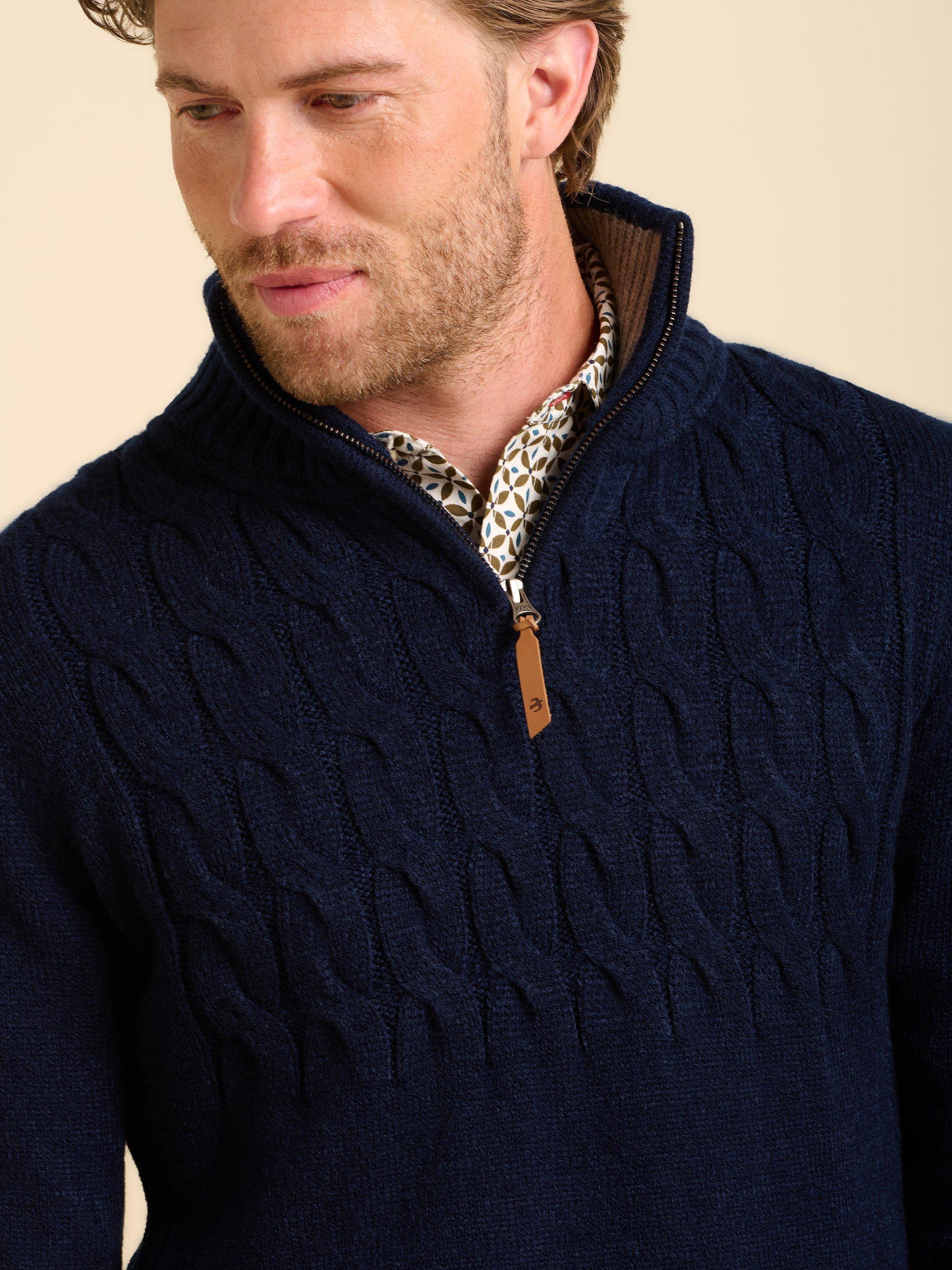 Product image 4 of 6, which shows Brakeburn Ainsworth Quarter Zip Jumper, Blue, S