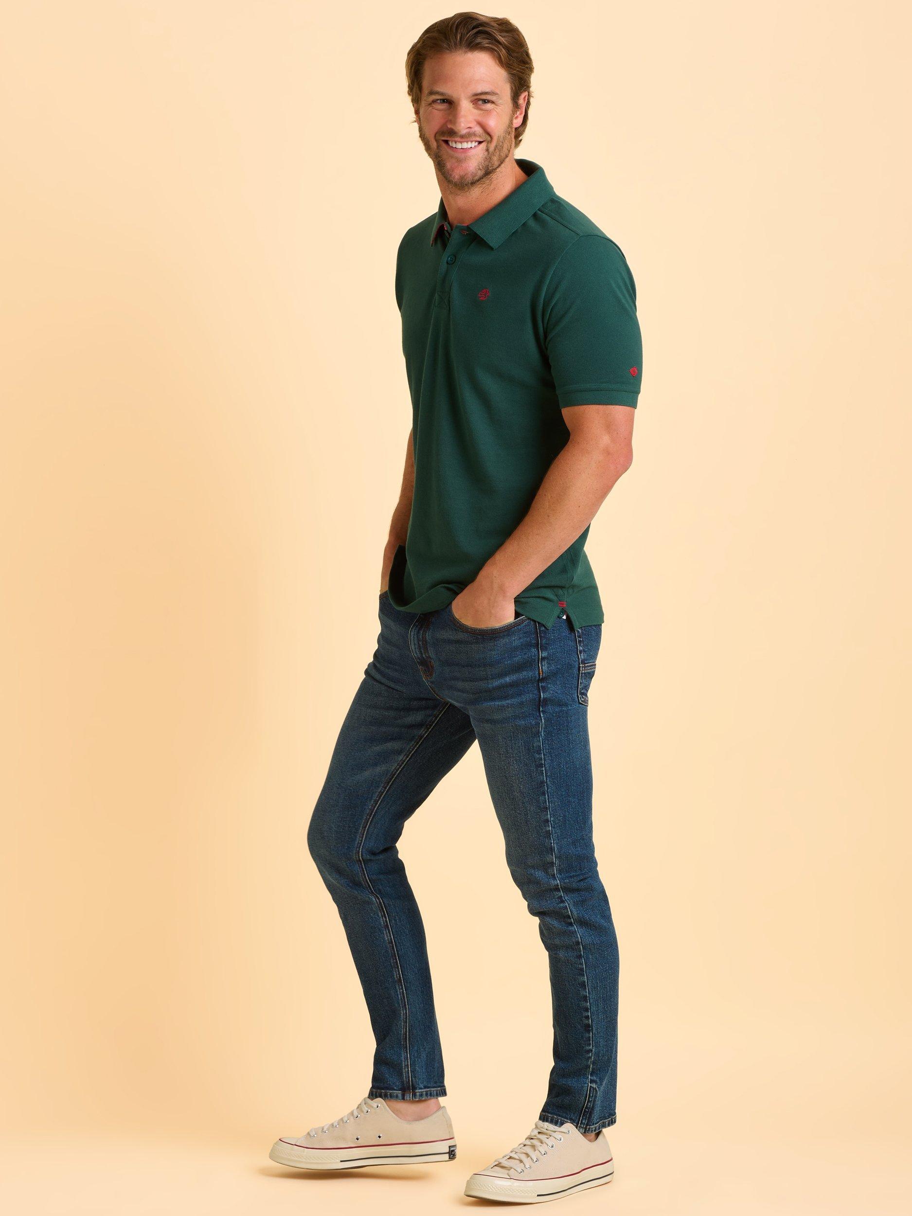 Product image 4 of 6, which shows Brakeburn Carcroft Cotton Polo Shirt, Green, S