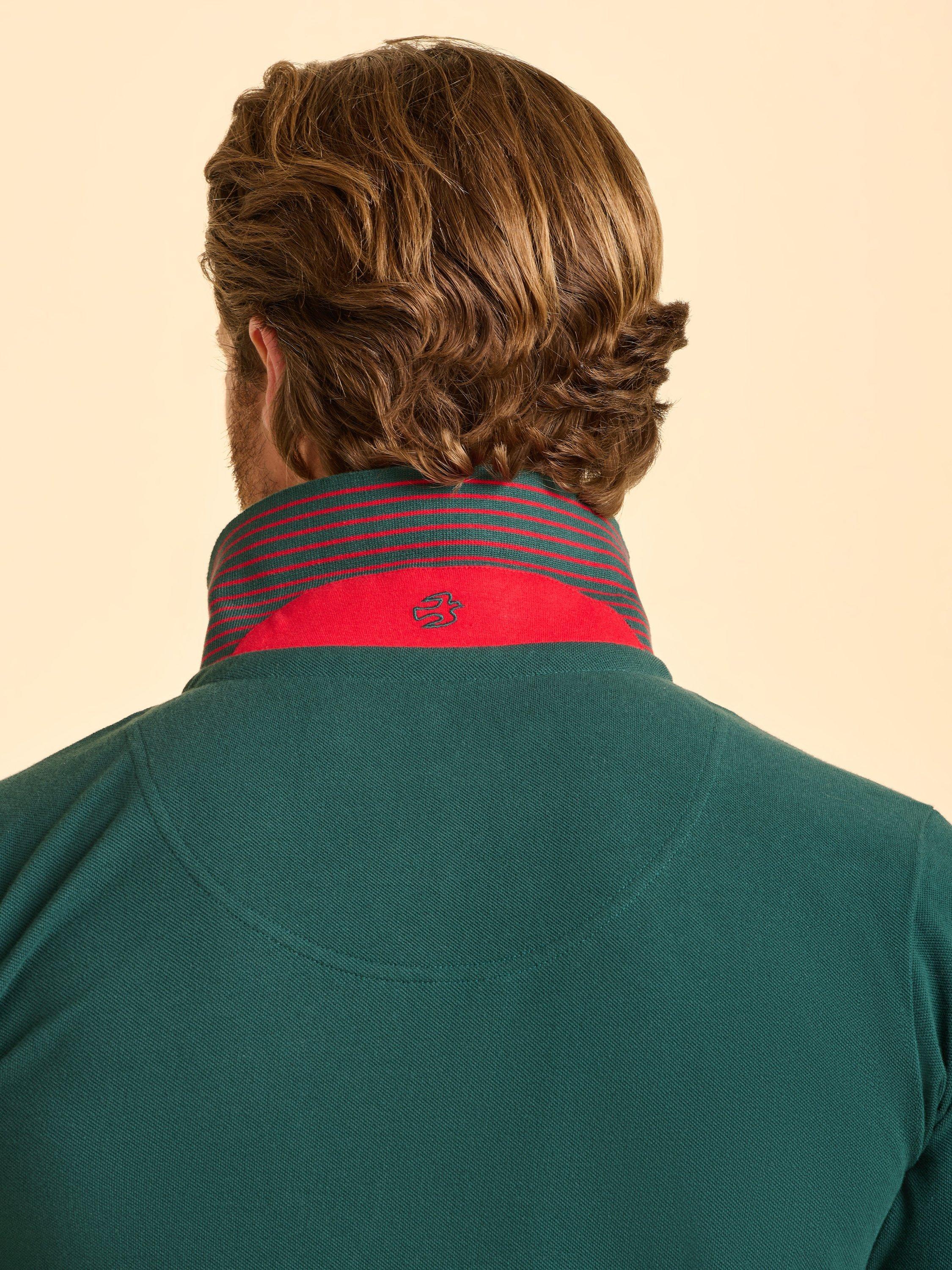 Product image 5 of 6, which shows Brakeburn Carcroft Cotton Polo Shirt, Green, S