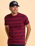 Brakeburn Callender Cotton Regular Fit Short Sleeve Stripe T-Shirt, Red