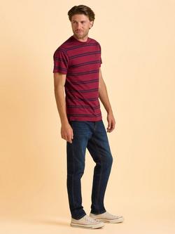 Brakeburn Callender Cotton Regular Fit Short Sleeve Stripe T-Shirt, Red - view 2, Red