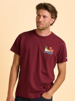 Brakeburn Chillington Cotton Regular Fit Short Sleeve Graphic T-Shirt, Red, Red