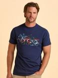 Brakeburn Deepdale Cotton Regular Fit Short Sleeve Graphic T-Shirt, Blue