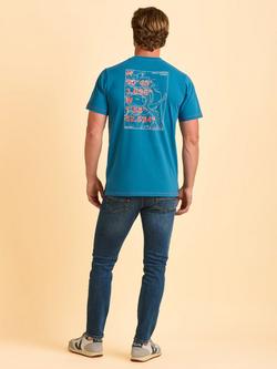 Brakeburn Dinton Cotton Regular Fit Short Sleeve Graphic T-Shirt, Blue - view 2, Blue