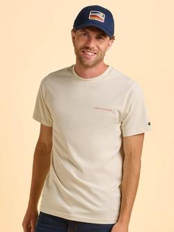 Brakeburn Driftfield Cotton Regular Fit Short Sleeve Graphic T-Shirt, Cream, Cream