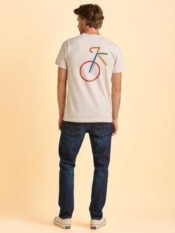 Brakeburn Dunkeld Cotton Regular Fit Short Sleeve Graphic T-Shirt, Cream - view 2, Cream