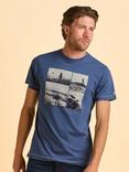 Brakeburn Tadcaster Cotton Regular Fit Short Sleeve Graphic T-Shirt, Blue