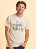 Brakeburn Tayport Cotton Regular Fit Short Sleeve Graphic T-Shirt, Cream