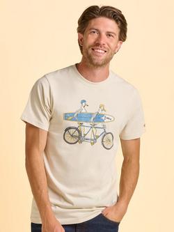 Brakeburn Tayport Cotton Regular Fit Short Sleeve Graphic T-Shirt, Cream, Cream