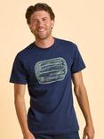 Brakeburn Tamplemore Cotton Regular Fit Short Sleeve Graphic T-Shirt, Blue