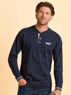 Brakeburn Cheddleton Long Sleeve Cotton Top, Blue