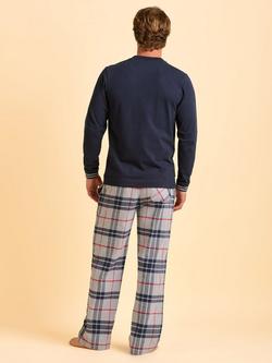 Brakeburn Cassington Cotton Blend Check Pyjama Bottoms, Cream - view 2, Cream