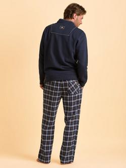 Brakeburn Chalbury Brushed Cotton Blend Check Pyjama Bottoms, Blue - view 2, Blue